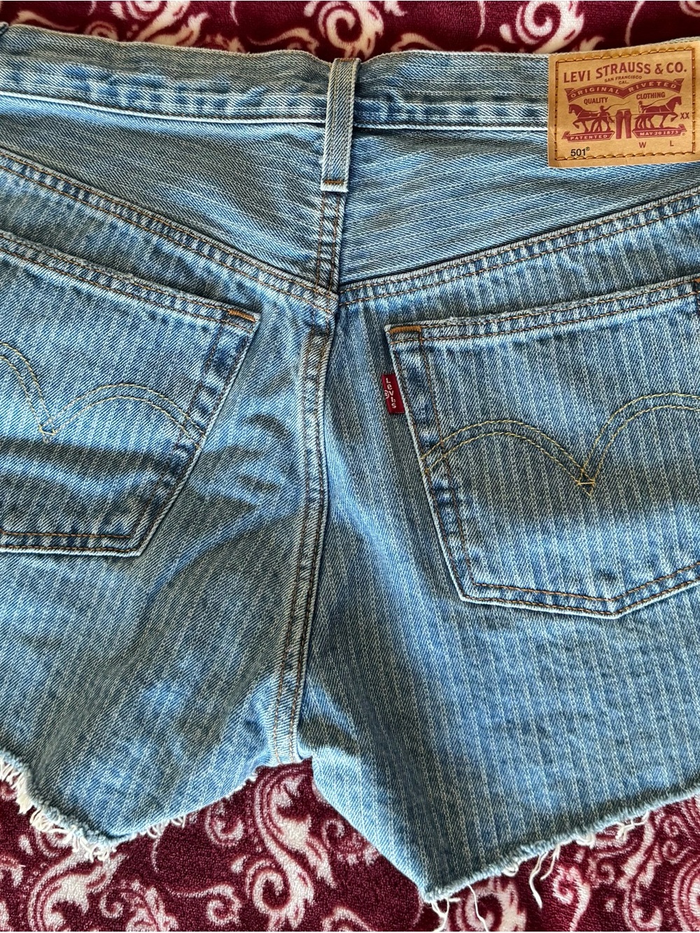 Levi's Light Blue Cutoff Denim Shorts with Iconic Back Pockets